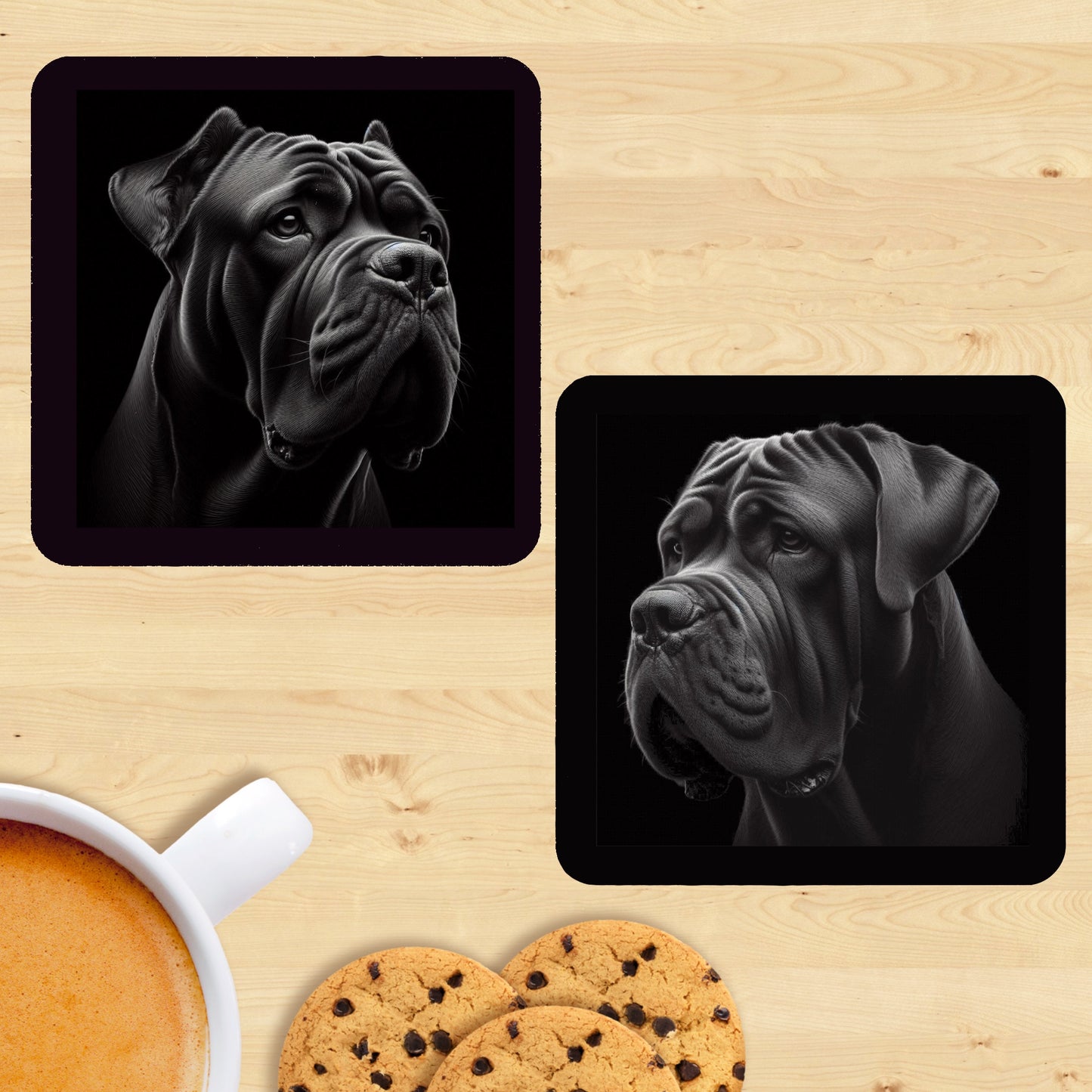 Cane Corso - Black & White Coasters (Set of 2)