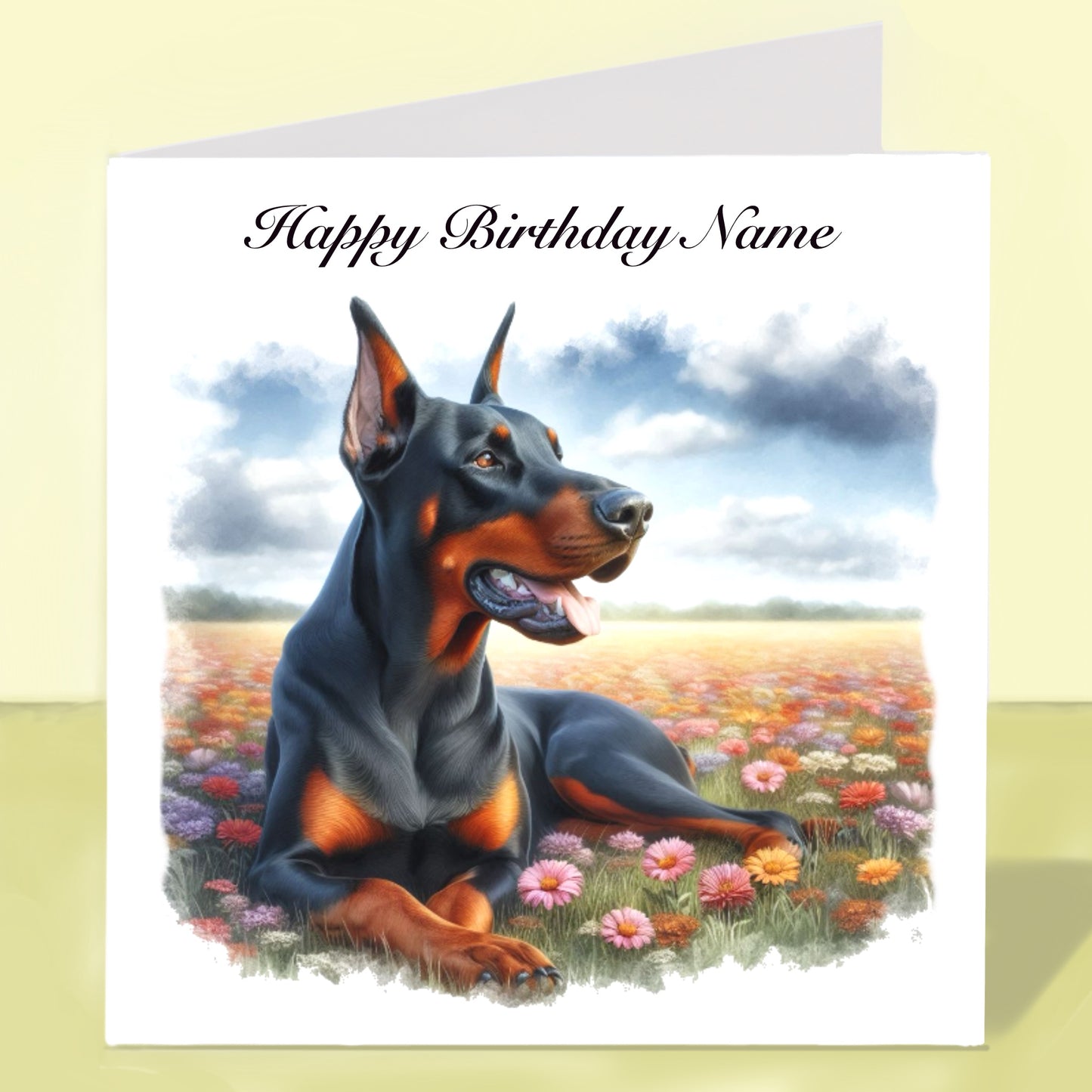 Dobermann Birthday Card - Personalised