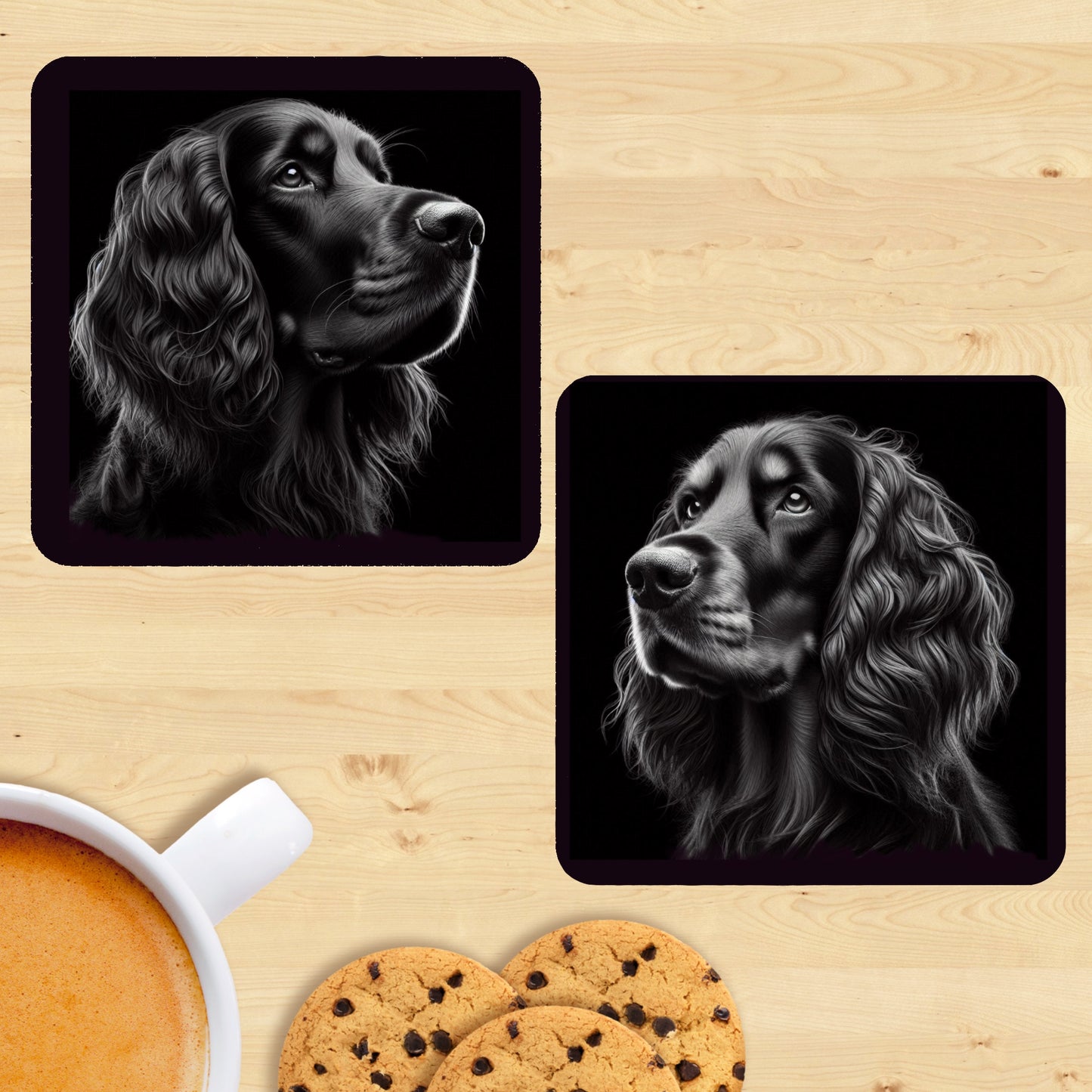 Gordon Setter - Black & White Coasters (Set of 2)