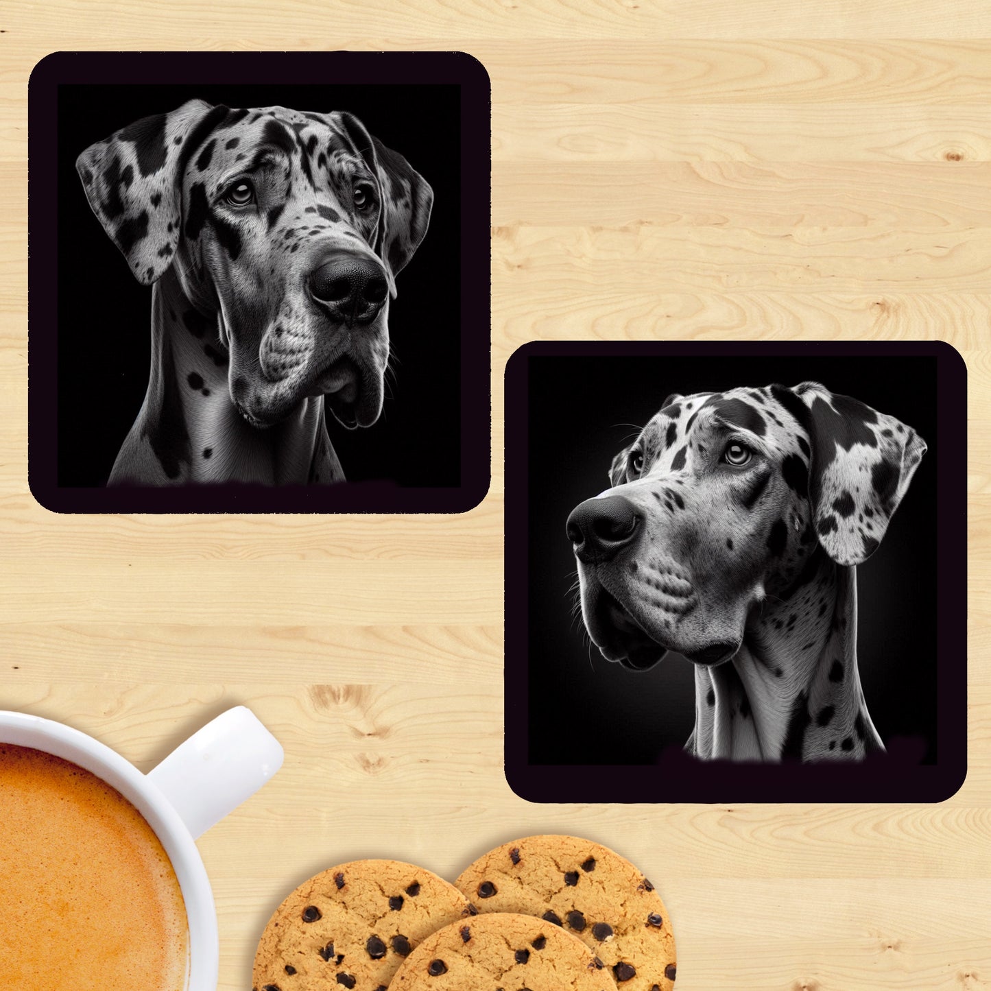 Great Dane - Black & White Coasters (Set of 2)
