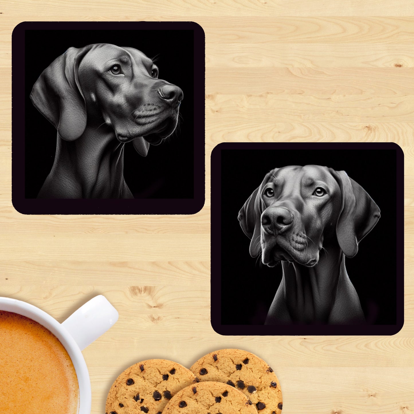 Hungarian Vizsla - Black & White Coasters (Set of 2)
