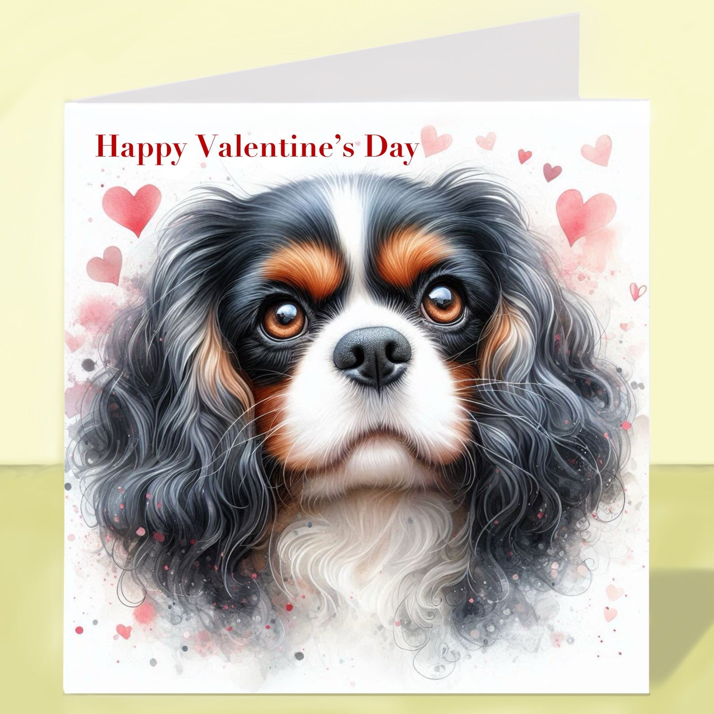 Cavalier King Charles Spaniel Valentine's Day Card (Various Colours)