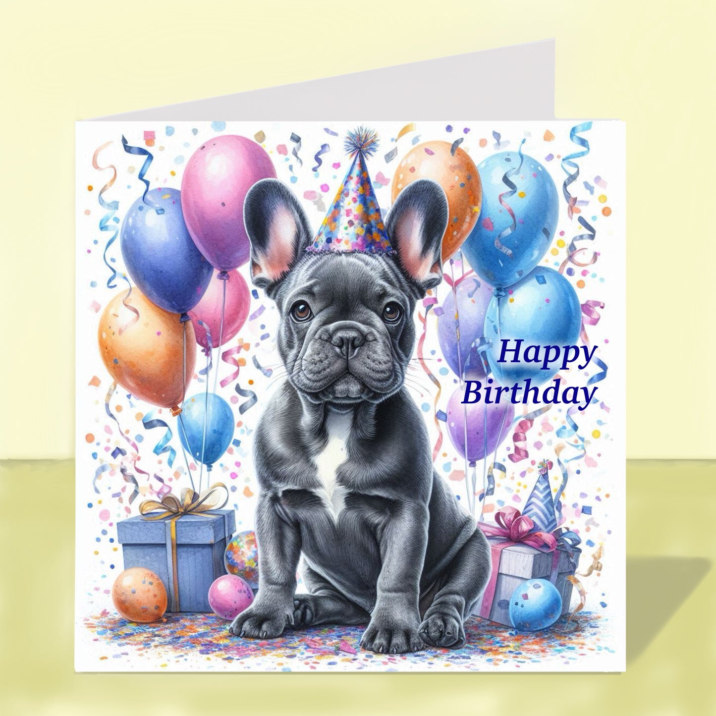 French Bulldog Birthday Card (Various Colours)