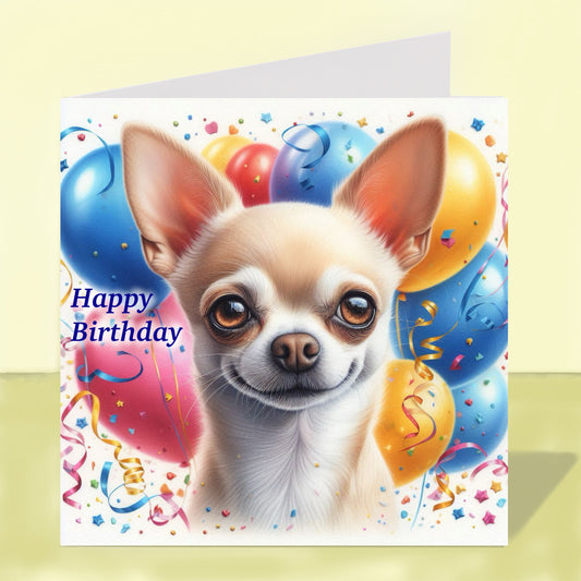 Chihuahua Shorthaired Birthday Card (Various Colours)