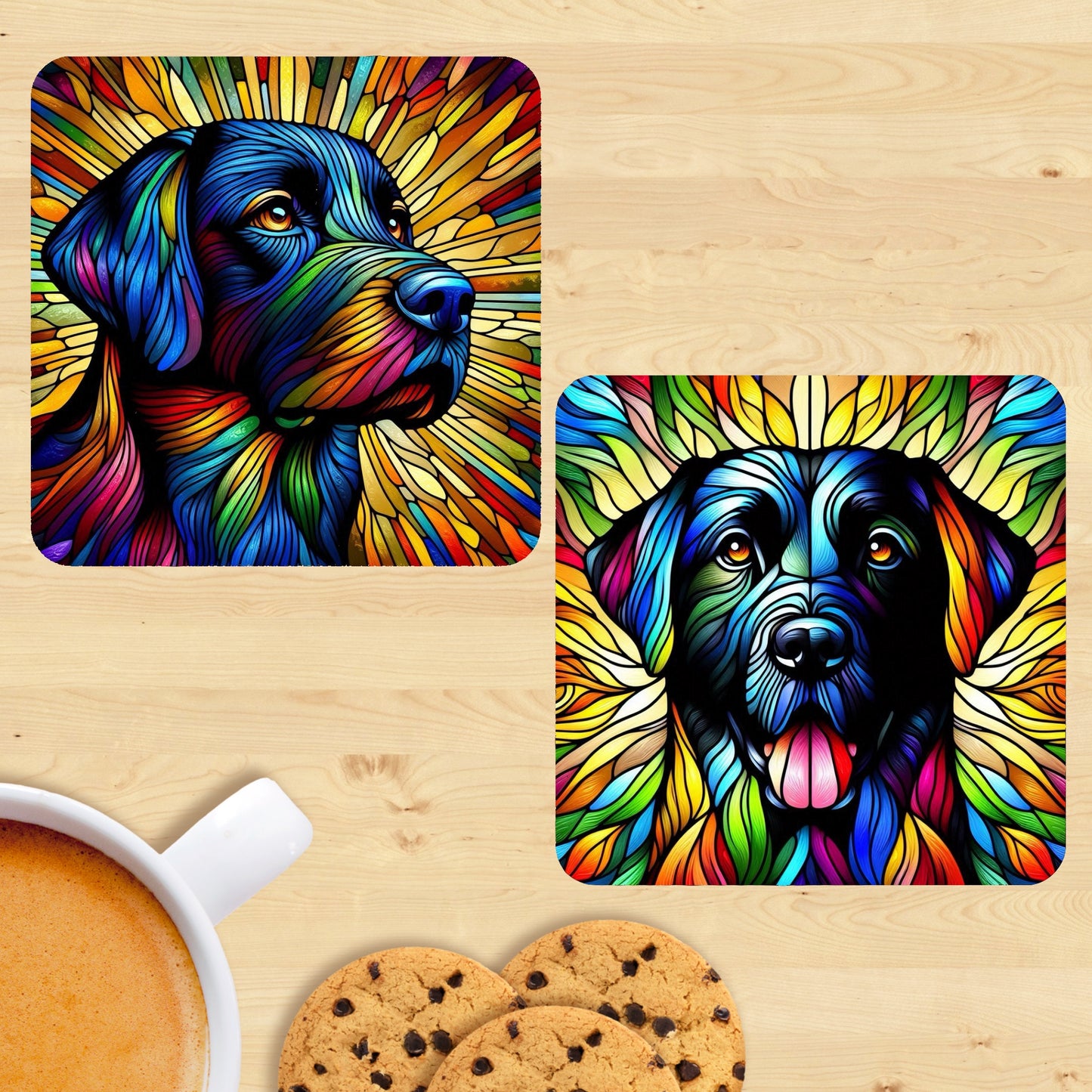 Labrador - Stained Glass Effect Coasters (Set of 2)