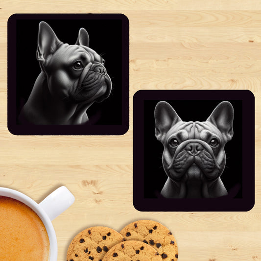 French Bulldog - Black & White Coasters (Set of 2)