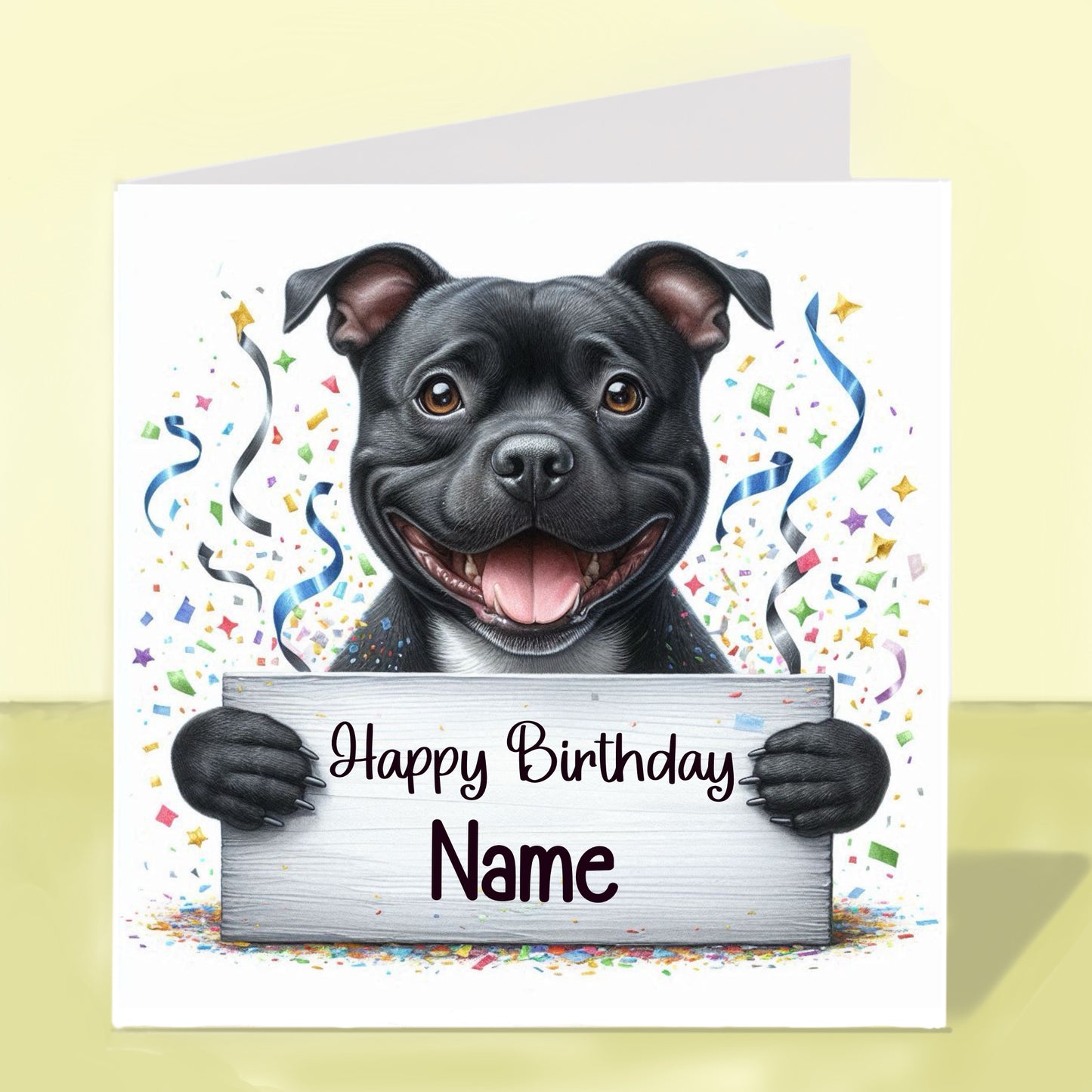 Staffordshire Bull Terrier Birthday Card - Personalised