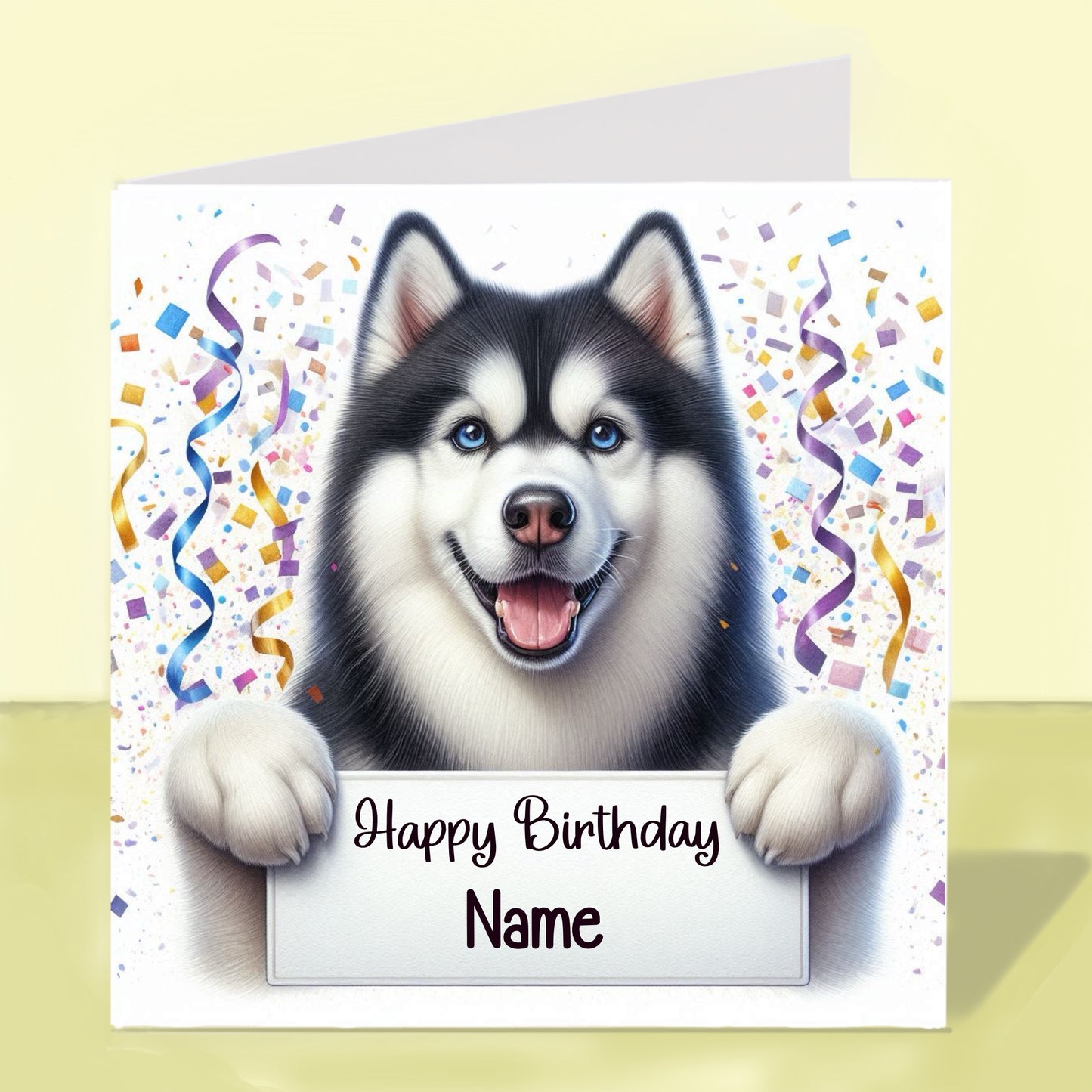Siberian Husky Birthday Card - Personalised