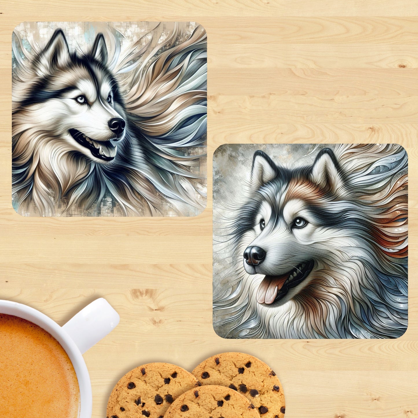 Siberian Husky - Soft Realism Coasters (Set of 2)