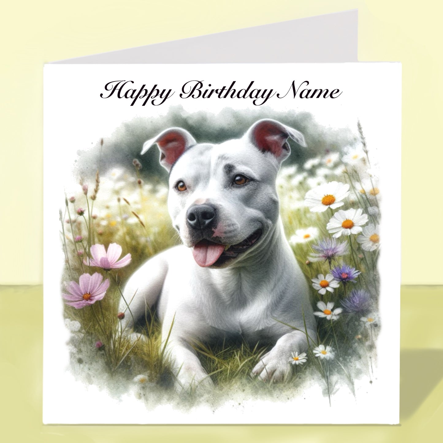 Staffordshire Bull Terrier Birthday Card - Personalised