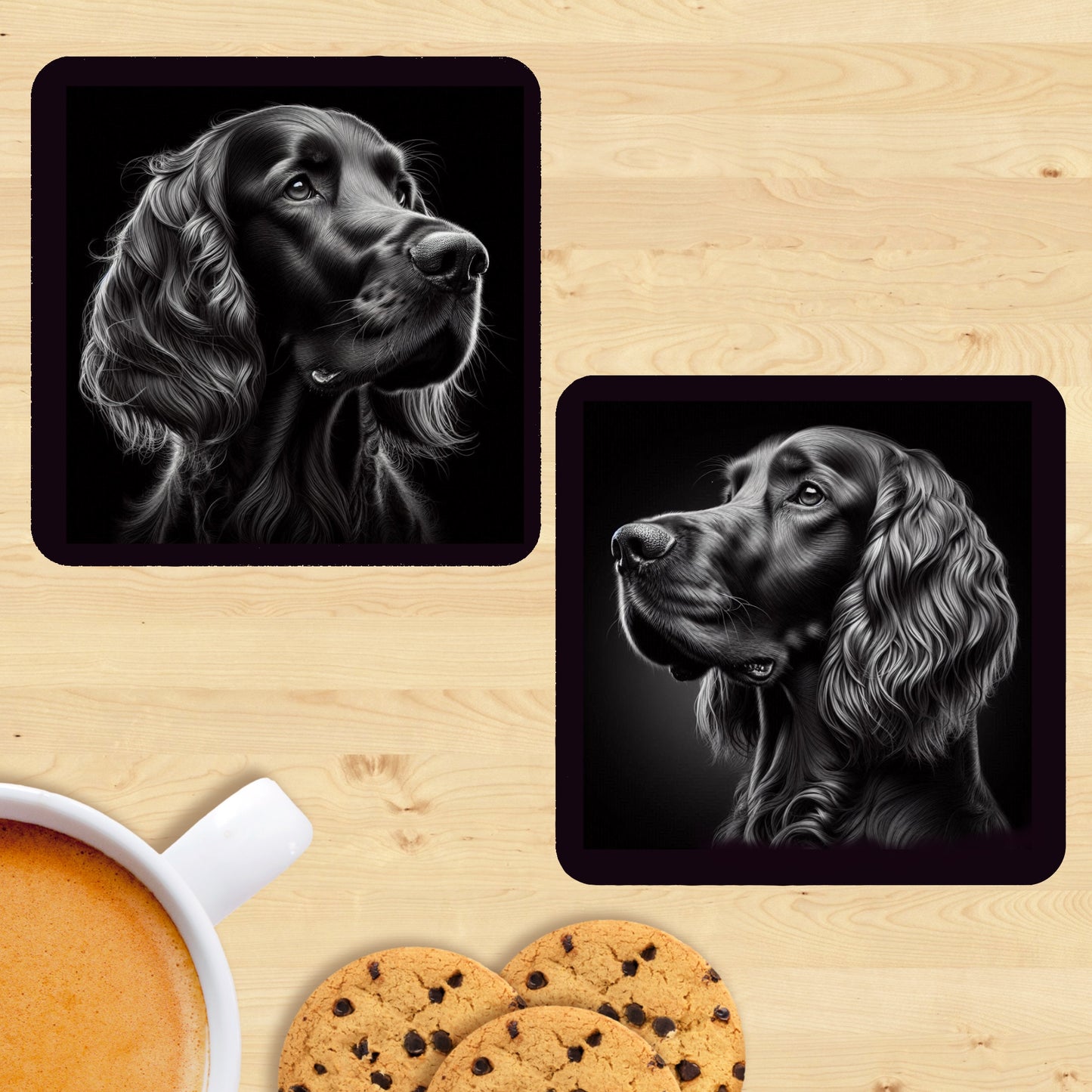 Irish Setter - Black & White Coasters (Set of 2)