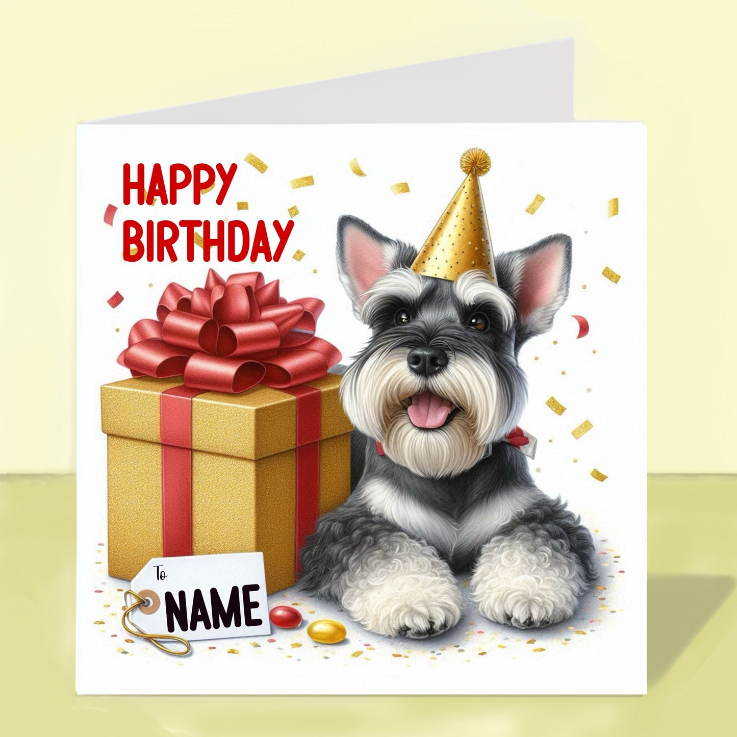Miniature Schnauzer Birthday Card - Personalised