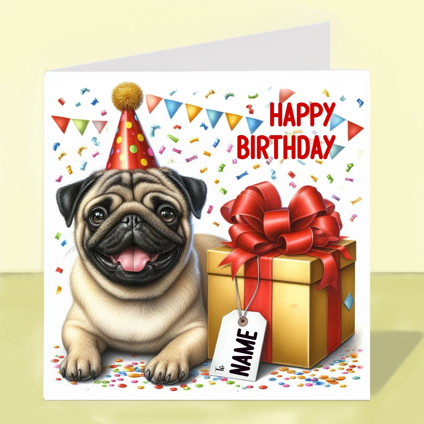 Pug Birthday Card - Personalised