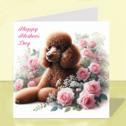 Standard Poodle Mother's Day Card (Various Colours)