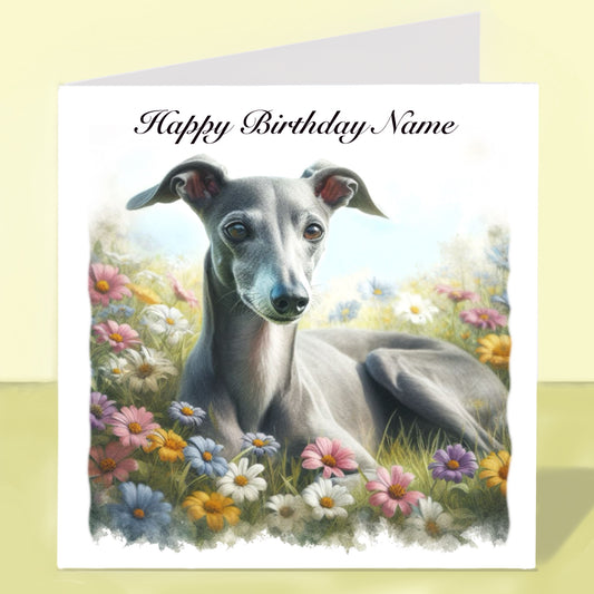 Whippet Birthday Card - Personalised