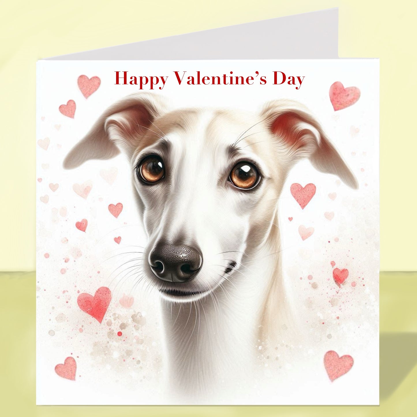 Whippet Valentine's Day Card (Various Colours)