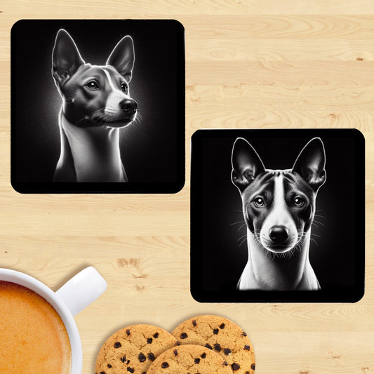 Basenji - Black & White Coasters (Set of 2)