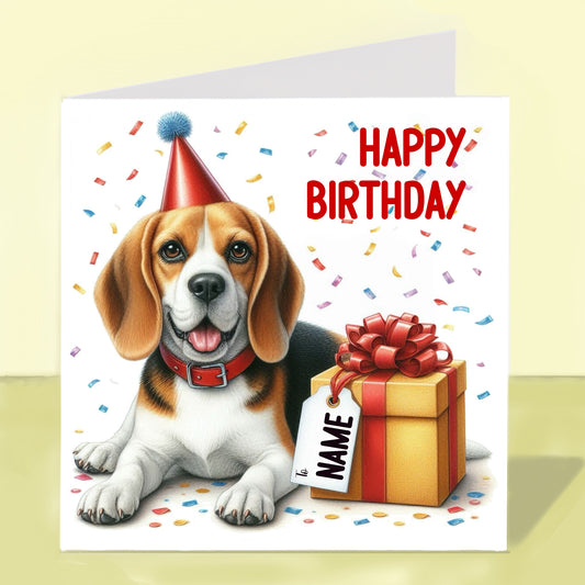 Beagle Birthday Card - Personalised