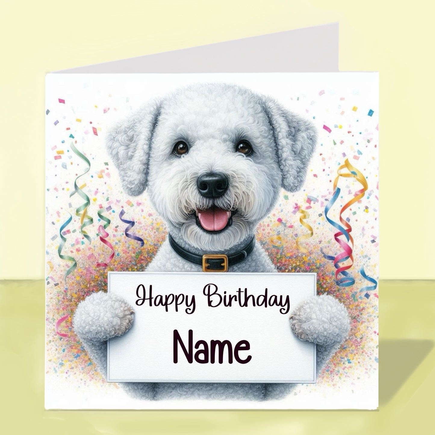 Bedlington Terrier Birthday Card - Personalised