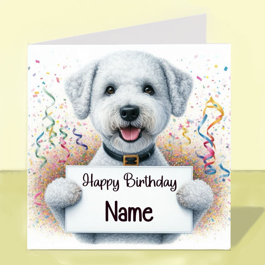 Bedlington Terrier Birthday Card - Personalised