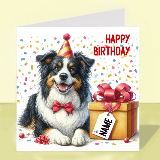 Border Collie Birthday Card - Personalised