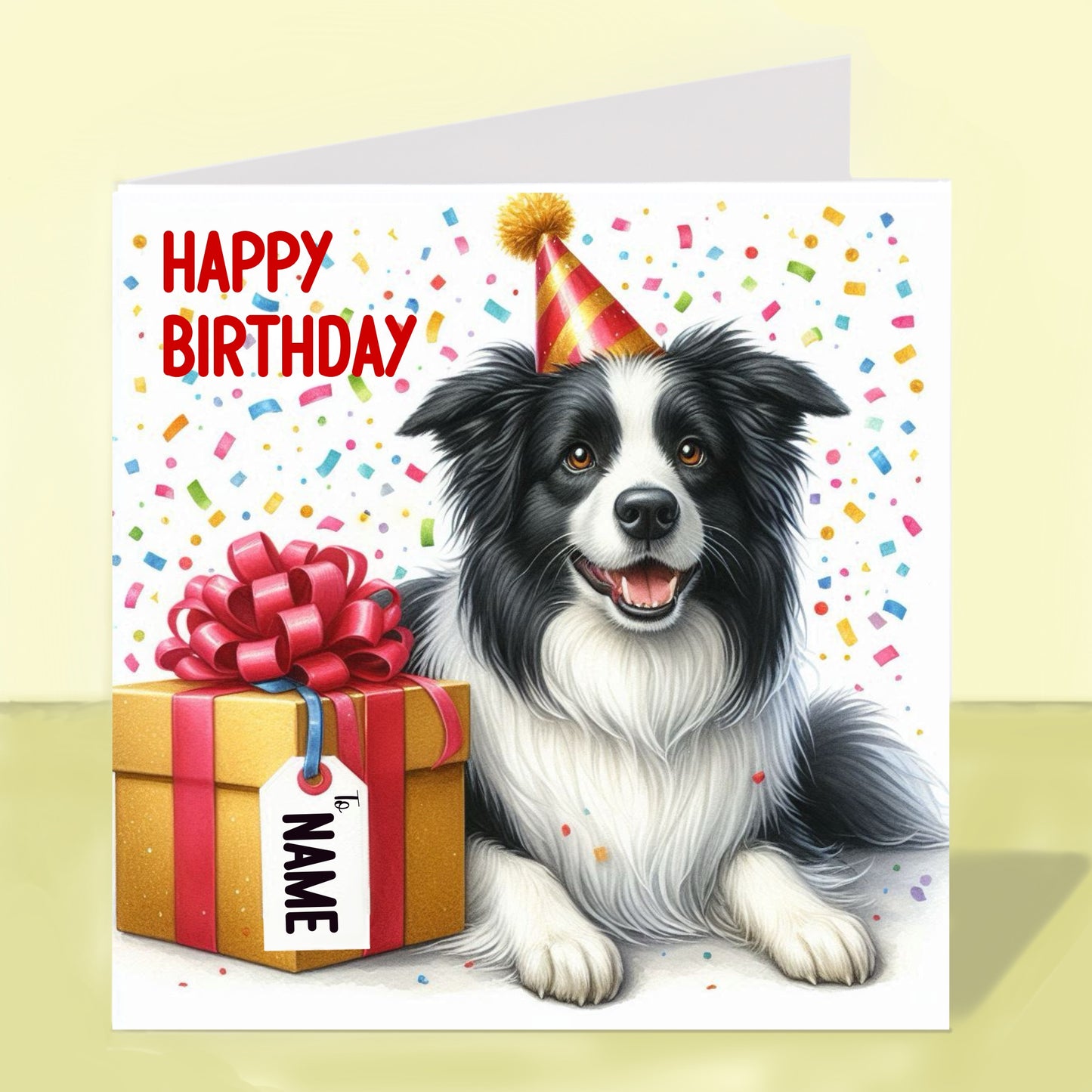 Border Collie Birthday Card - Personalised