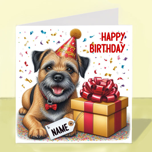 Border Terrier Birthday Card - Personalised
