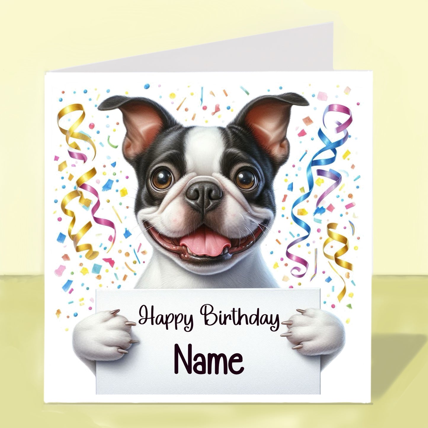 Boston Terrier Birthday Card - Personalised