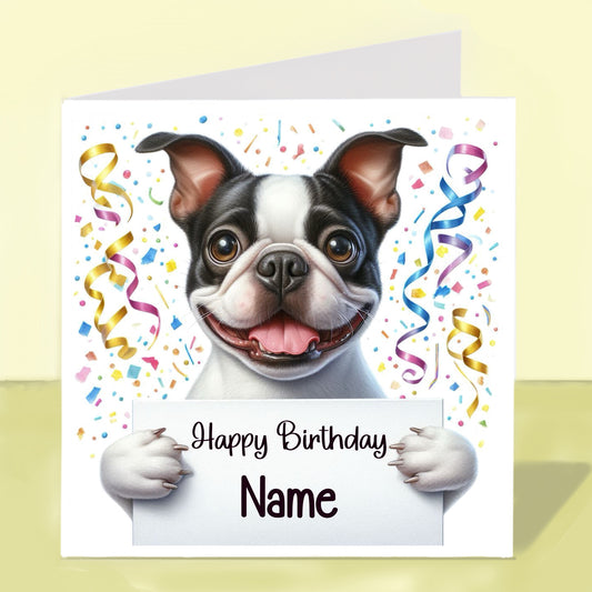 Boston Terrier Birthday Card - Personalised