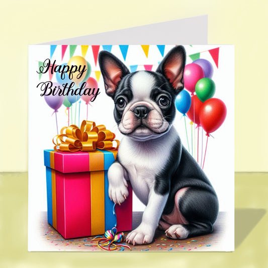 Boston Terrier Birthday Card