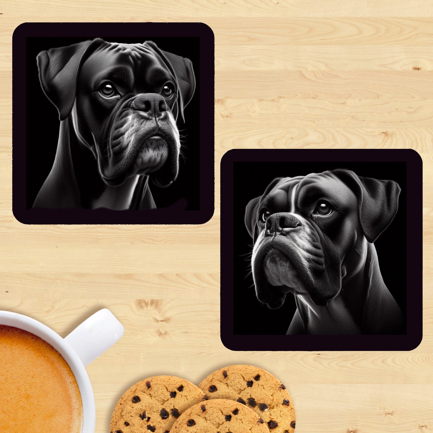 Boxer - Black & White Coasters (Set of 2)