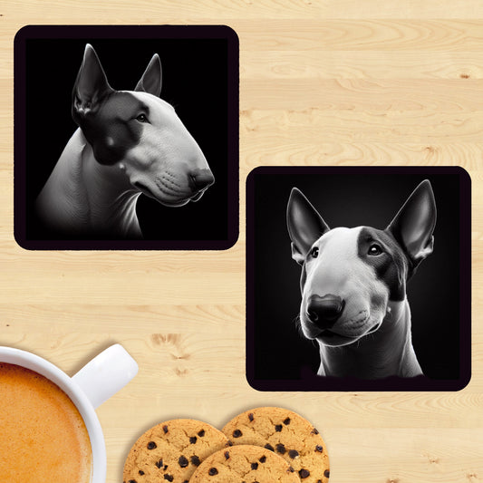 Bull Terrier - Black & White Coasters (Set of 2)