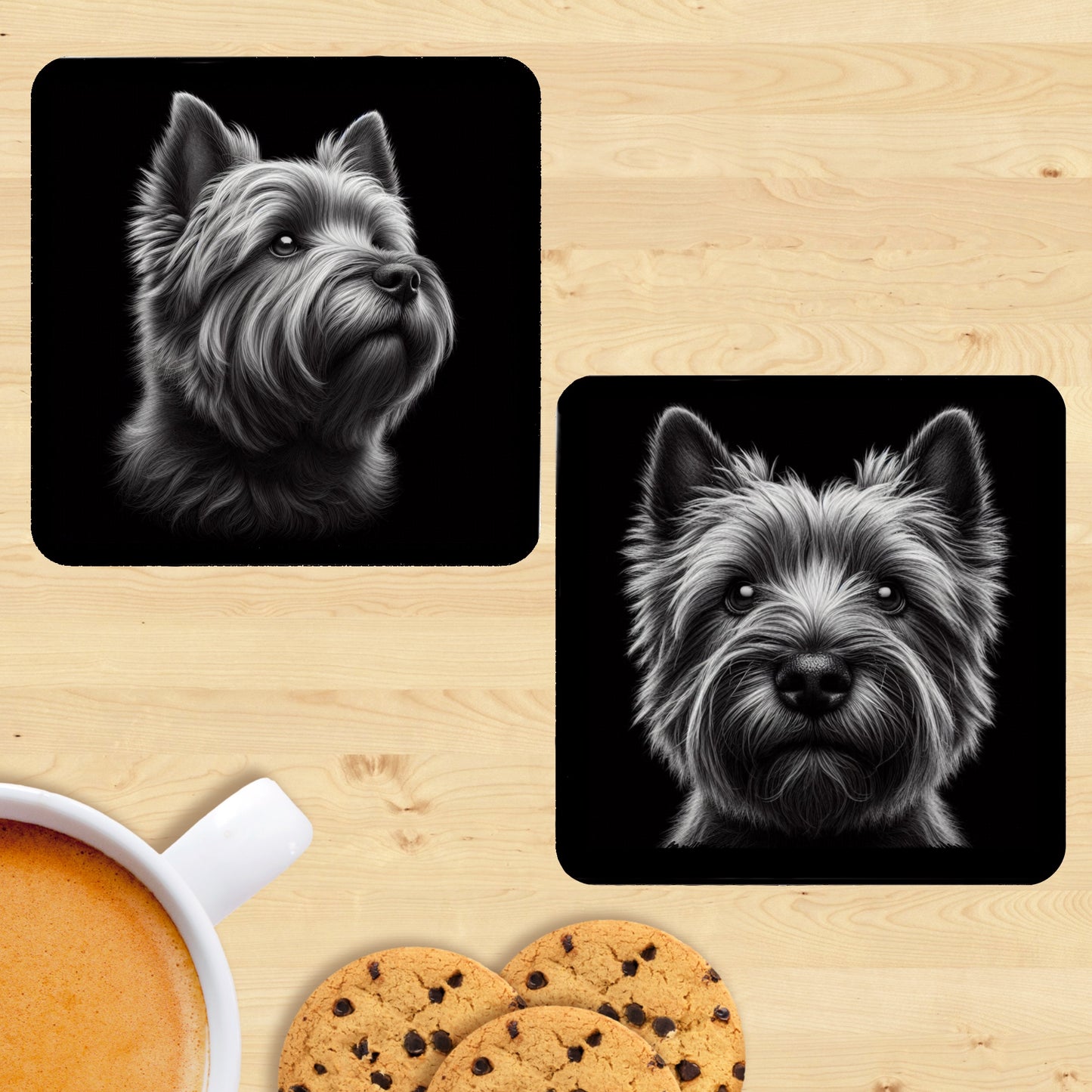 Cairn Terrier - Black & White Coasters (Set of 2)