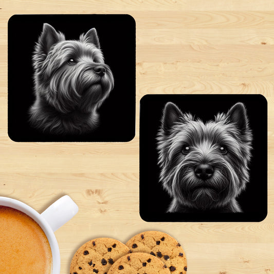 Cairn Terrier - Black & White Coasters (Set of 2)