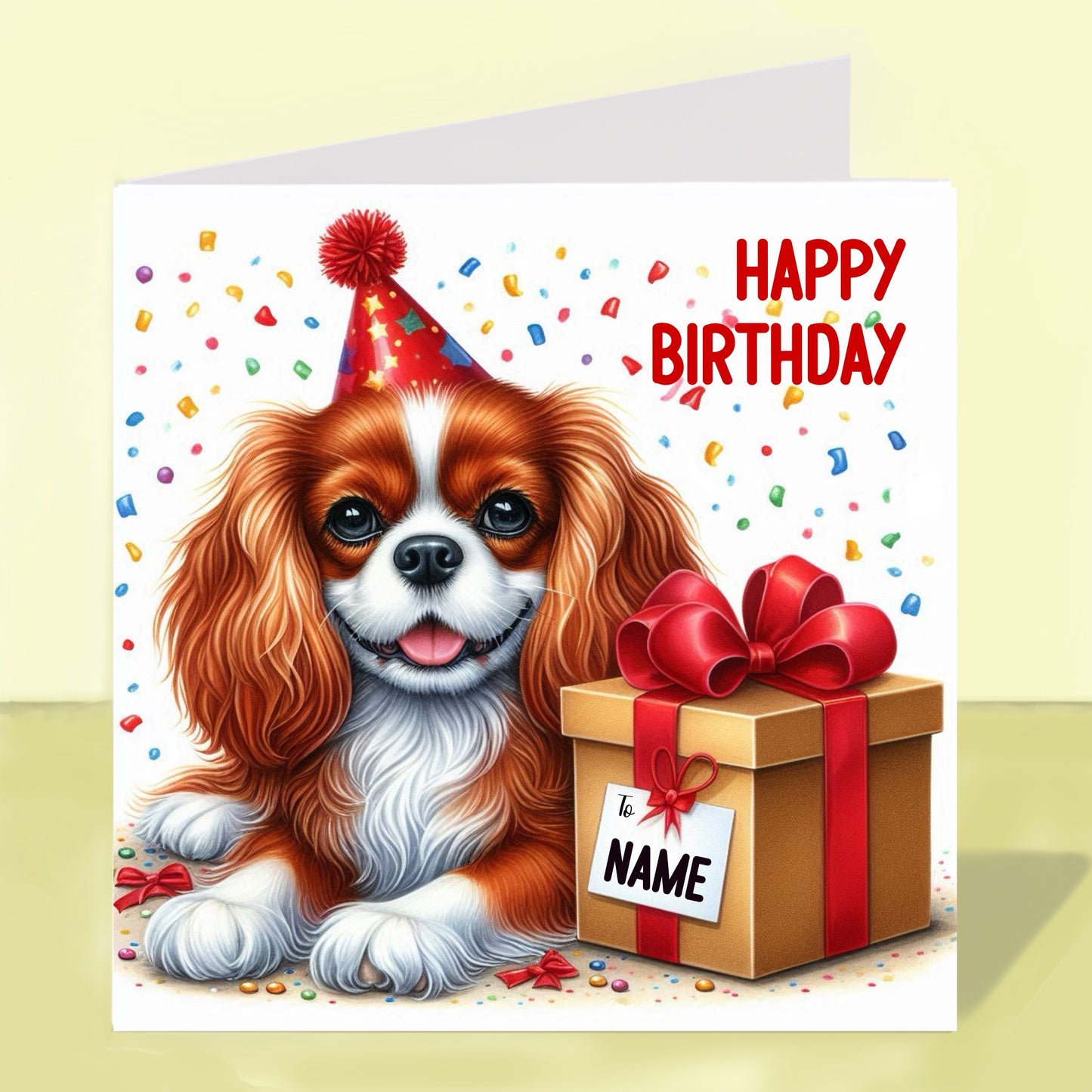 Cavalier King Charles Spaniel Birthday Card - Personalised