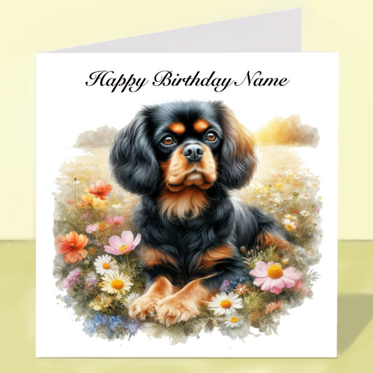 Cavalier King Charles Spaniel Birthday Card - Personalised