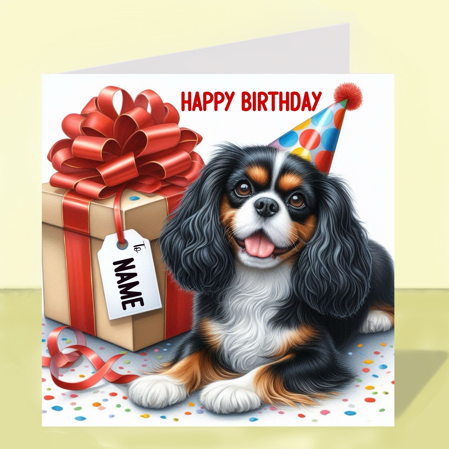 Cavalier King Charles Spaniel Birthday Card - Personalised