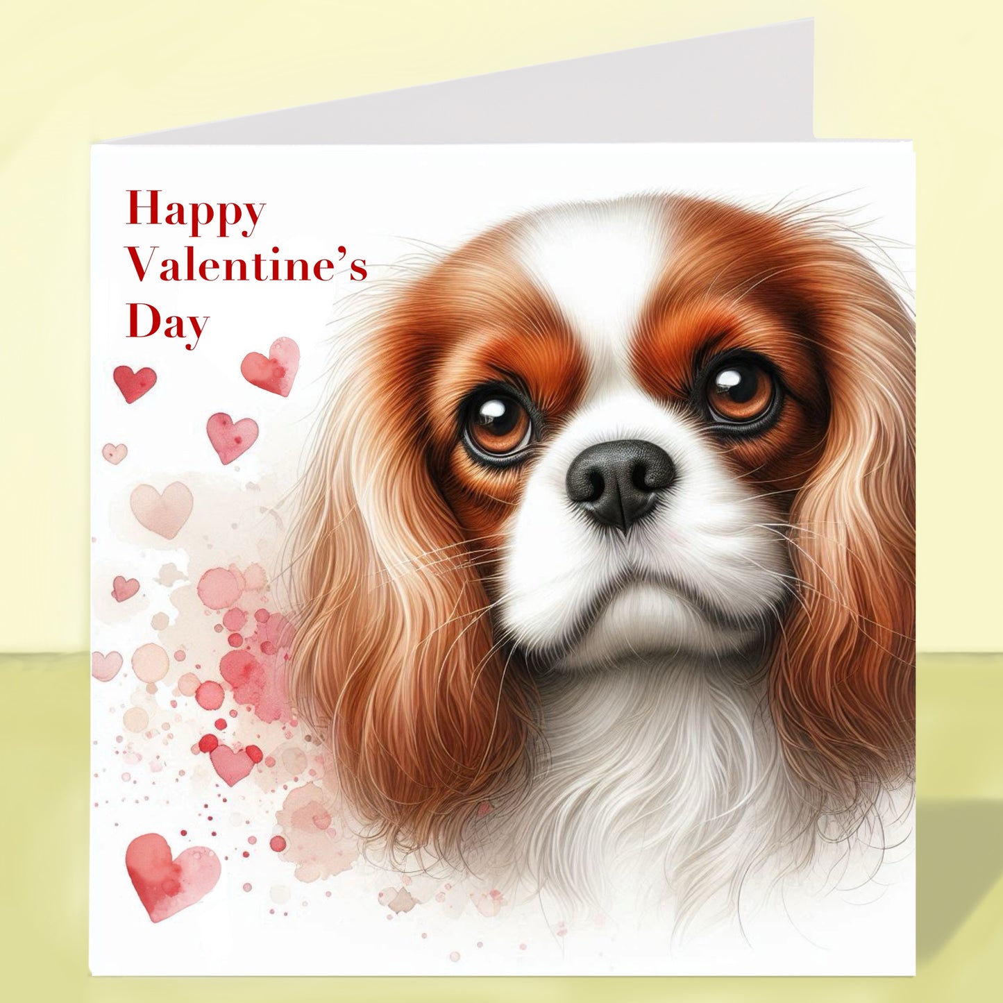 Cavalier King Charles Spaniel Valentine's Day Card (Various Colours)