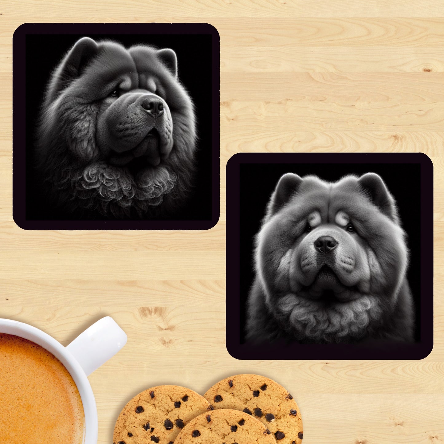 Chow Chow - Black & White Coasters (Set of 2)