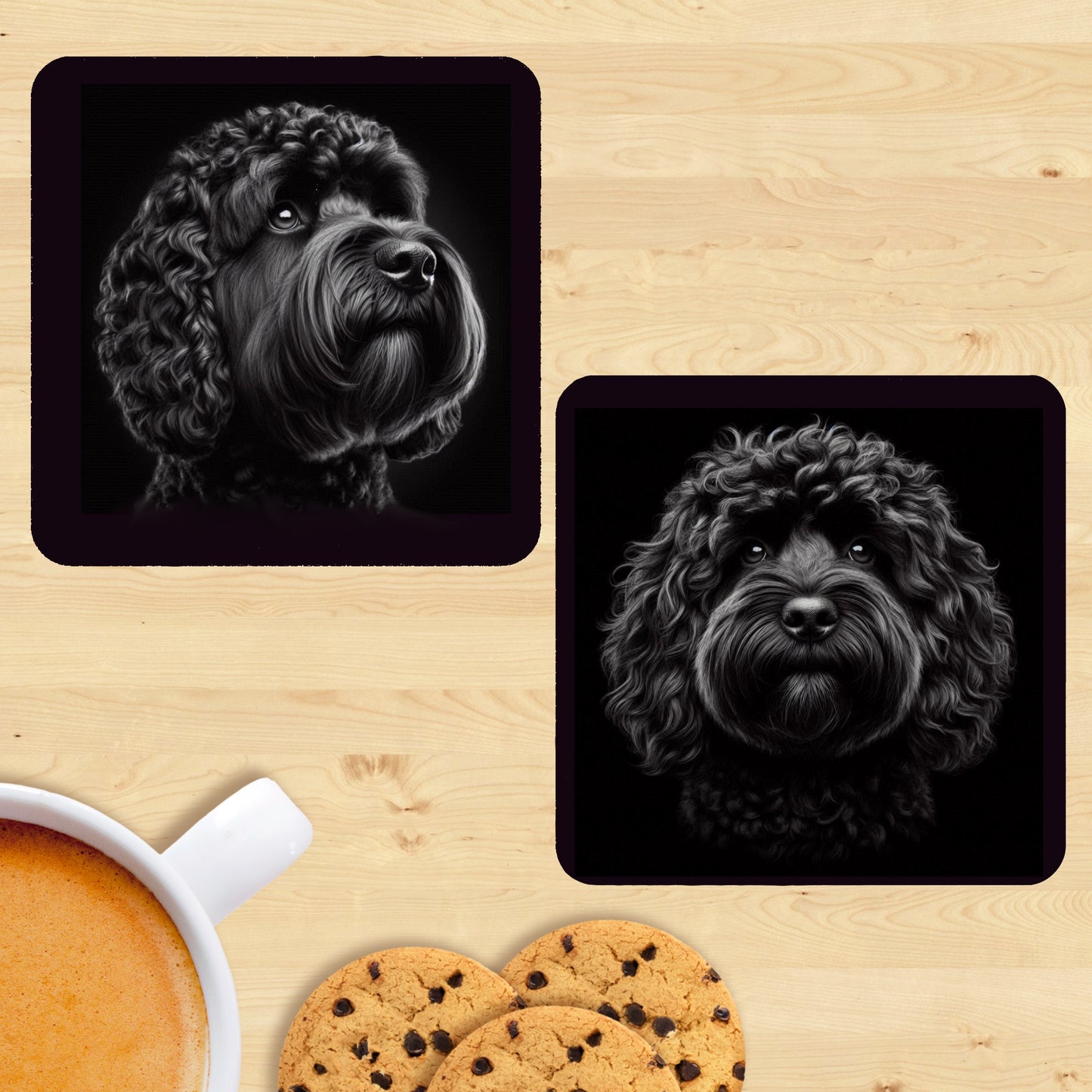 Cockapoo - Black & White Coasters (Set of 2)