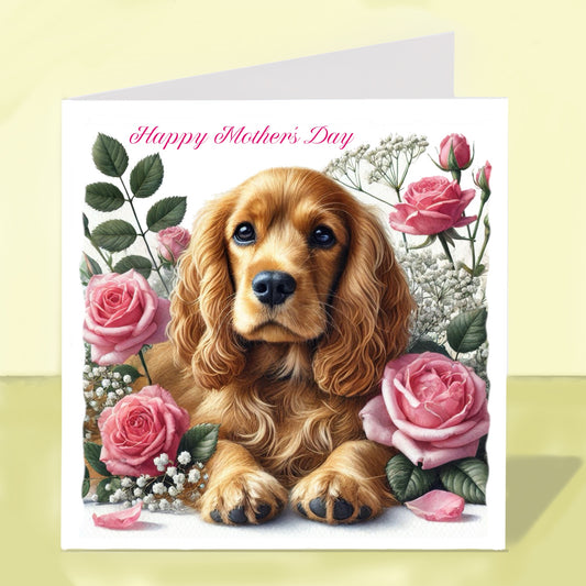 Cocker Spaniel Mother's Day Card (Various Colours)