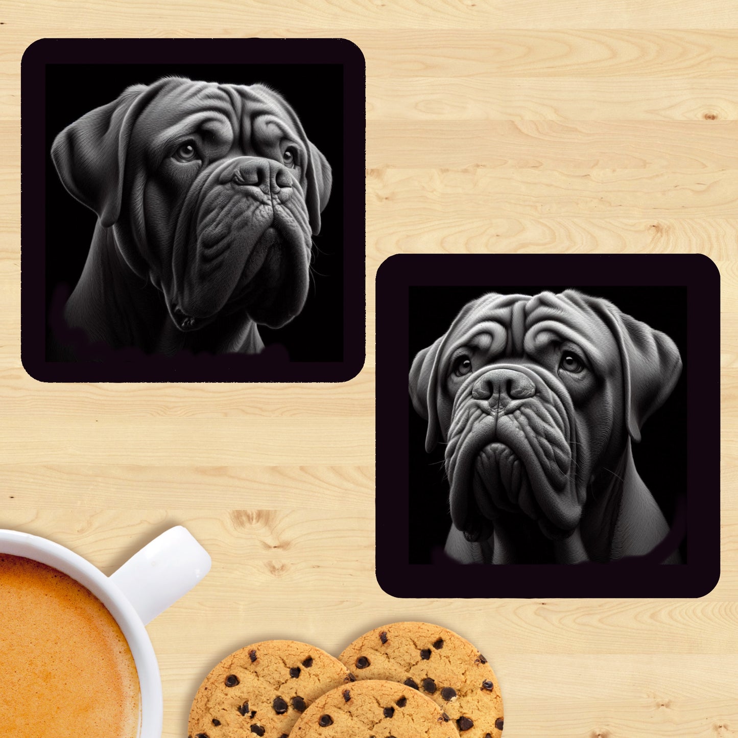 Dogue De Bordeaux - Black & White Coasters (Set of 2)