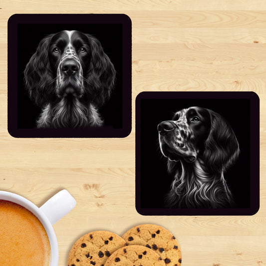 English Setter - Black & White Coasters (Set of 2)