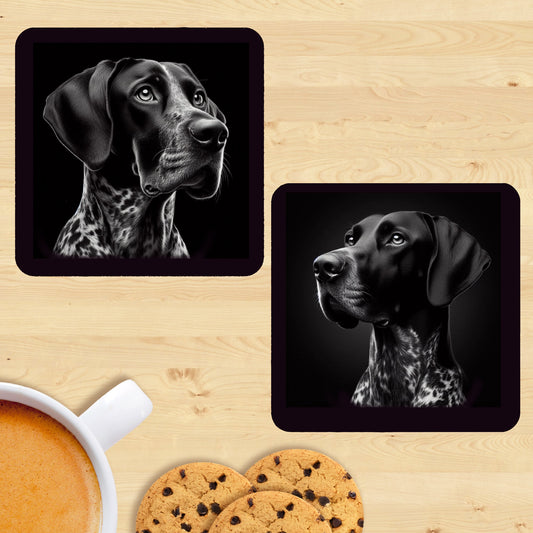 German Pointer - Black & White Coasters (Set of 2)