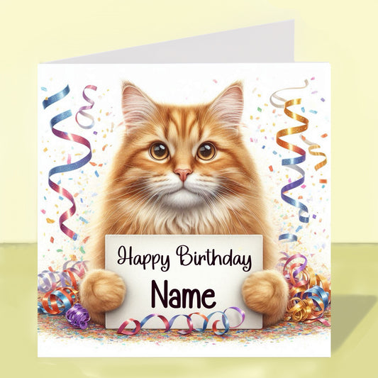Ginger Tabby Birthday Card - Personalised