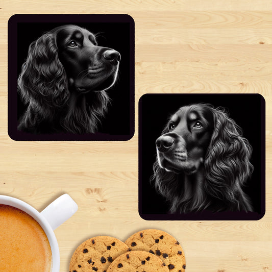 Gordon Setter - Black & White Coasters (Set of 2)