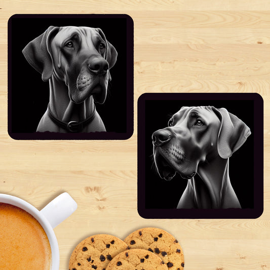 Great Dane - Black & White Coasters (Set of 2)