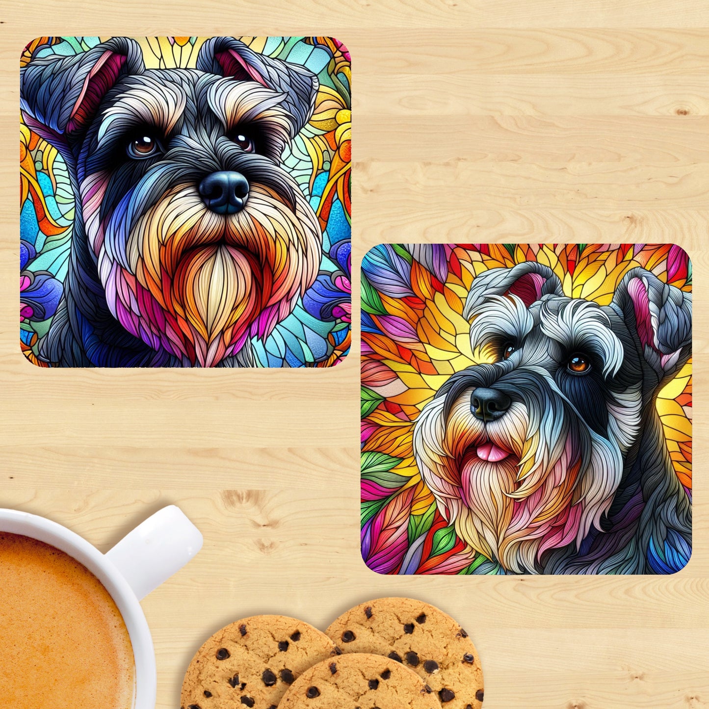 Miniature Schnauzer - Stained Glass Effect Coasters (Set of 2)