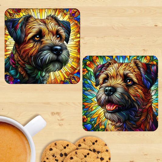 Border Terrier - Stained Glass Effect Coasters (Set of 2)