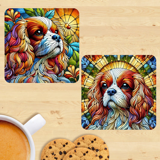 Cavalier King Charles Spaniel - Stained Glass Effect Coasters (Set of 2)